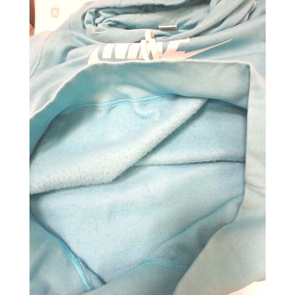 Nike Sportswear Club Fleece Fall Log Hoodie Sweatshirt Men Sz M Aqua Long Sleeve - Picture 6 of 10